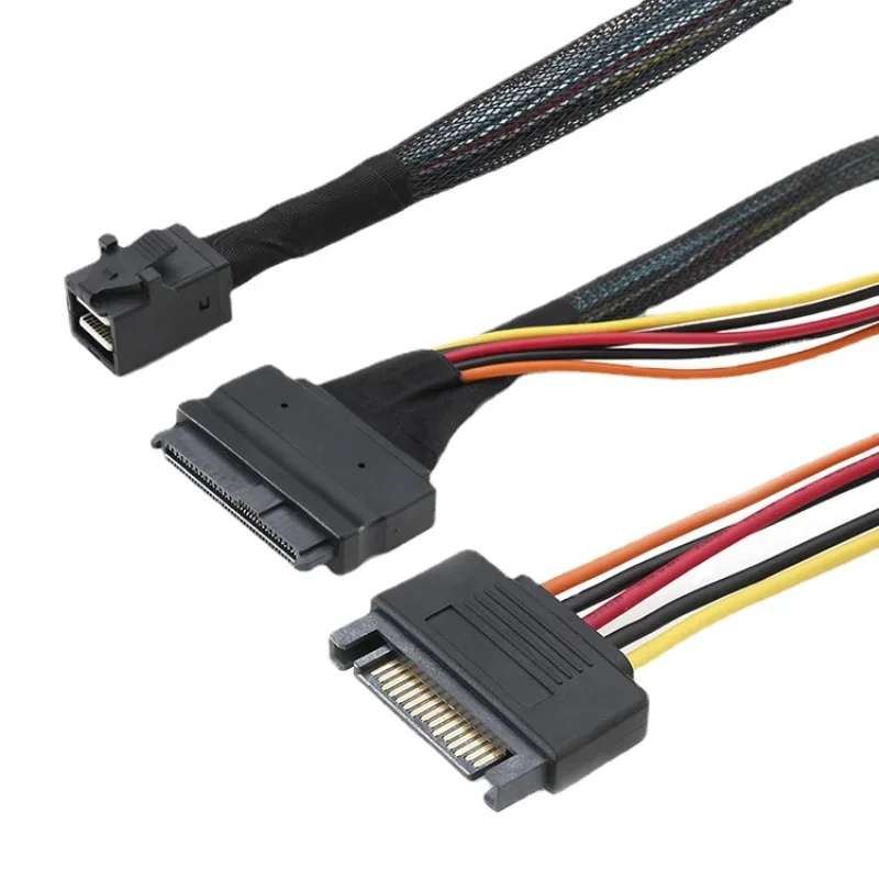 Built-in 12g Mini Sas hd para U.2 36p Sff8643 para Sas U.2 Cabo Sff9639 0.5m 1m com 15pin Sata Fonte de Alimentação Adequado para U.2 Ssd