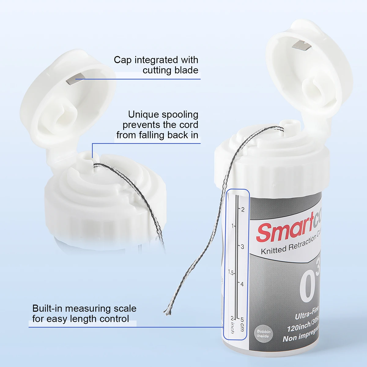 3,05 m/Flasche Dental Zahnfleisch Rückzug Schnur Baumwolle Harte Weiche Linie Gewinde Einweg Zahnarzt Material Größe # 0/00/000/1/2 AZDENT – Detail 6