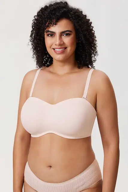 Women's Seamless Underwire Bandeau Strapless Minimizer Bra for Large Bust  Plus Size A-G Cup - AliExpress
