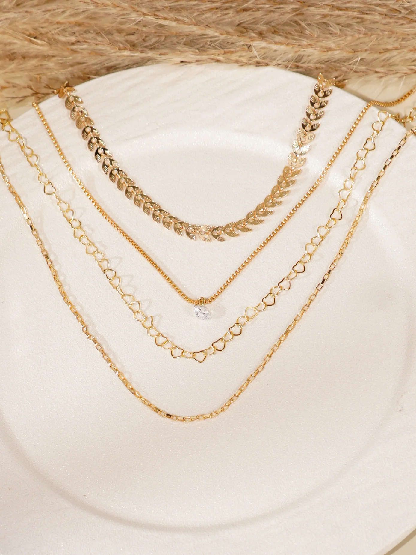 4pcs Charm Plane Chain Necklace Womens Fashion Jewelry
