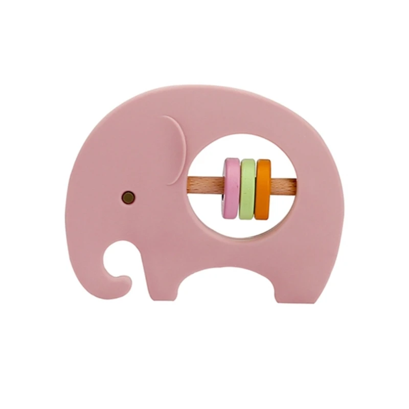 Elephant Rattle Teether for Baby BPA Free Teething Handbell Chewing Bracelet Toy for Toddler  Free Infant Chew Toy G99C