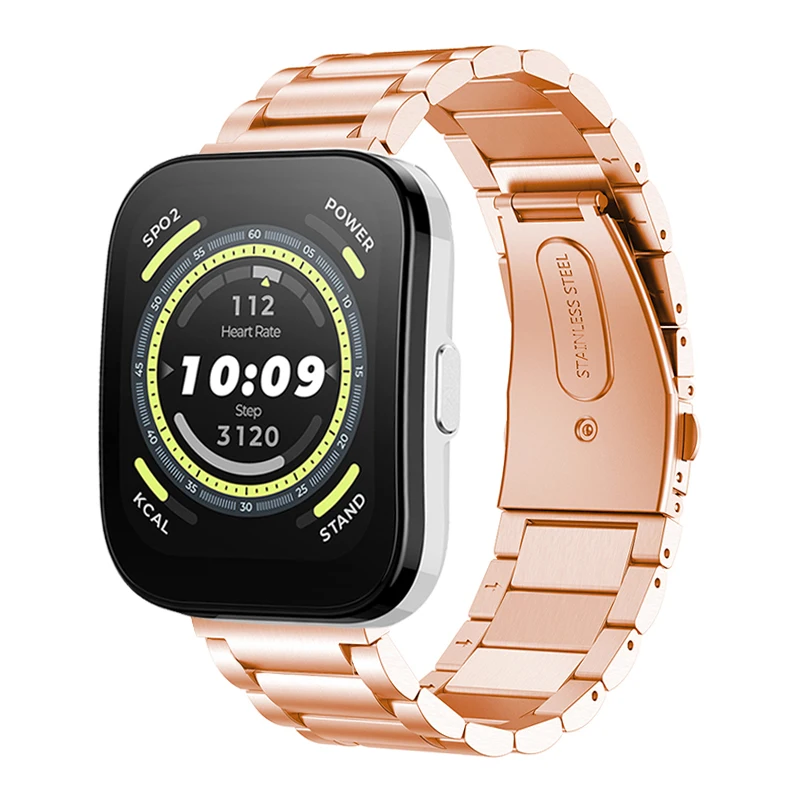 

Ремешок из нержавеющей стали для Amazfit Bip 5, металлический браслет для часов Amazfit Cheetah Pro/Square/Round GTS GTR 4 3 2, 20 мм 22 мм