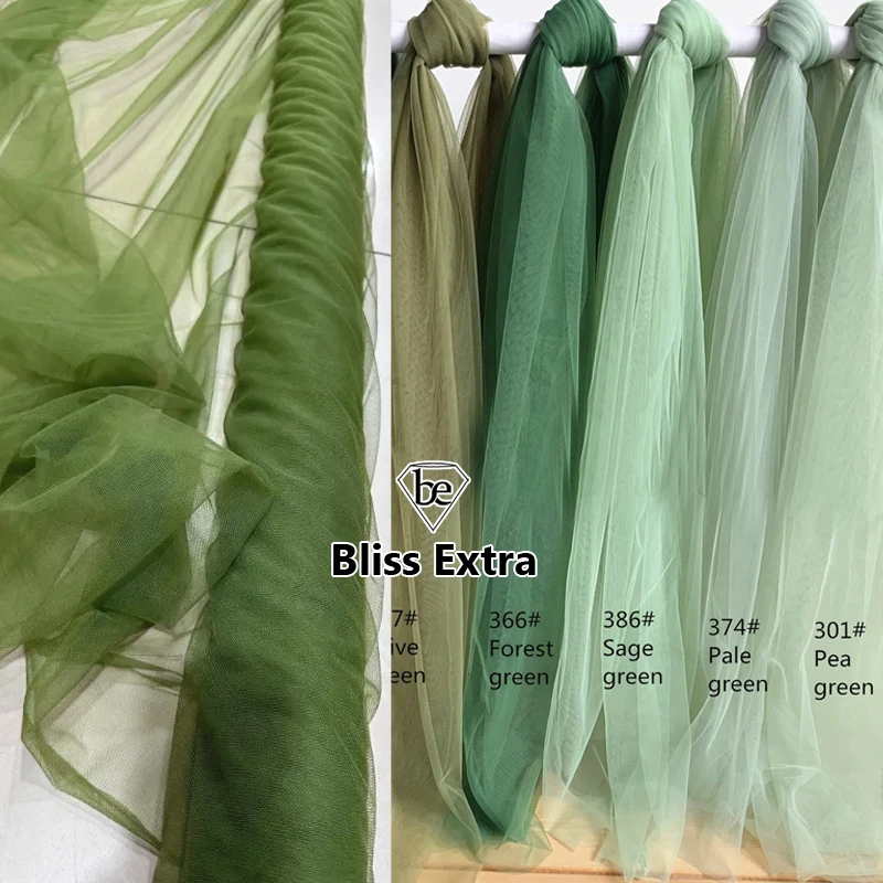Green Series Soft Tulle Fabric for Elegant Wedding Decorations and Stylish Crafts