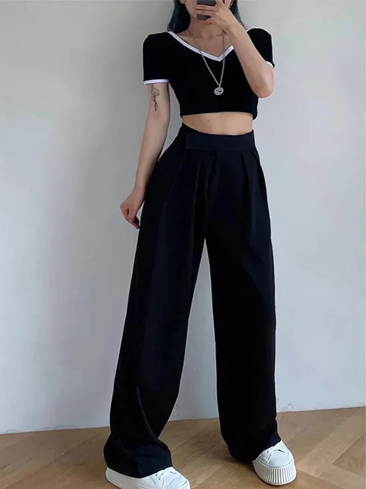 パンツ VINTAGE BLACK WIDE PANTS Wide Leg Women Classic Suit Pants Vintage Palazzo Office