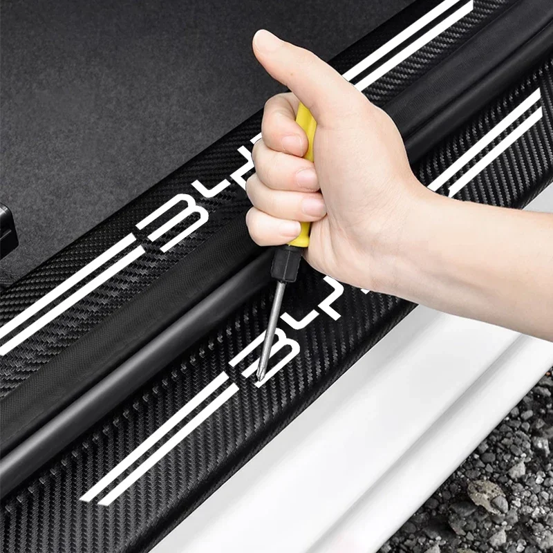 Carbon Fiber Car Door Sill Stickers Auto Door Threshold Protector Strip For BYD Seal Atto3 S2 S6 S7 Tang Accessories 5