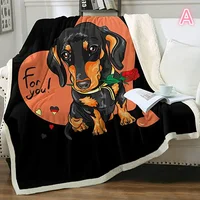 Puppy Dog Blanket Dachshund Dog Printed Blanket Fleece Blanket Flannel Sleep Comfort Super Soft Sofa Blanket 2
