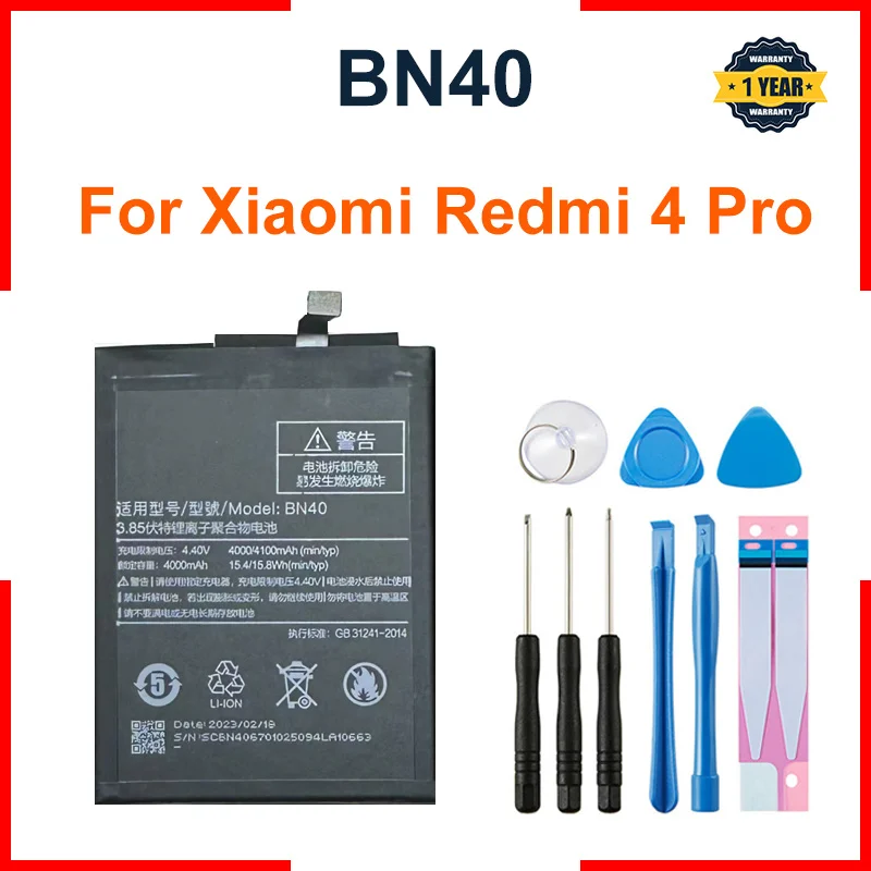 

Аккумулятор Xiao Mi BN40 для Xiaomi Redmi 4 Pro Prime, 3 ГБ ОЗУ, 32 Гб ПЗУ, высококачественные сменные батареи для телефона 4100 мАч
