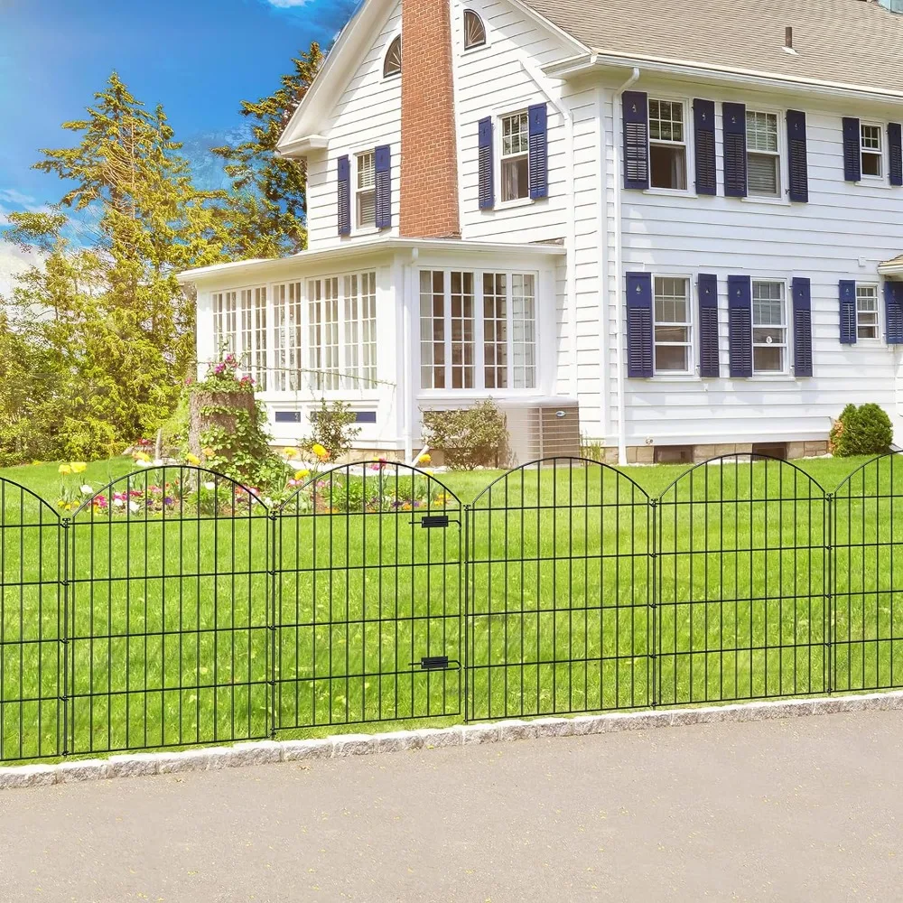 

Metal Garden Fence With Gate 36in (H) X 18.7ft (L) No Dig Garden Fencing for Yard Flower Bed Lawn Patio Outdoor Black Gardening