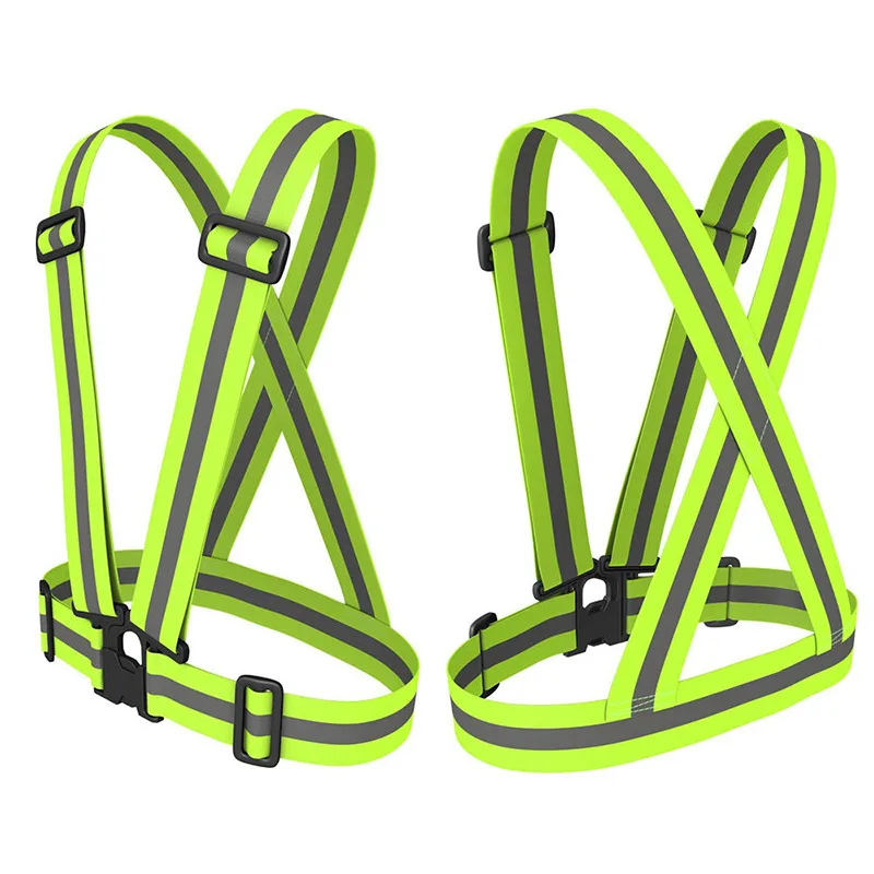 Adjustable Safety Reflective Visibility Striped Vest Jacket Elastic Highlight For Night Security Running Riding Cycling Sports reflective safety vest reflective safety jacket