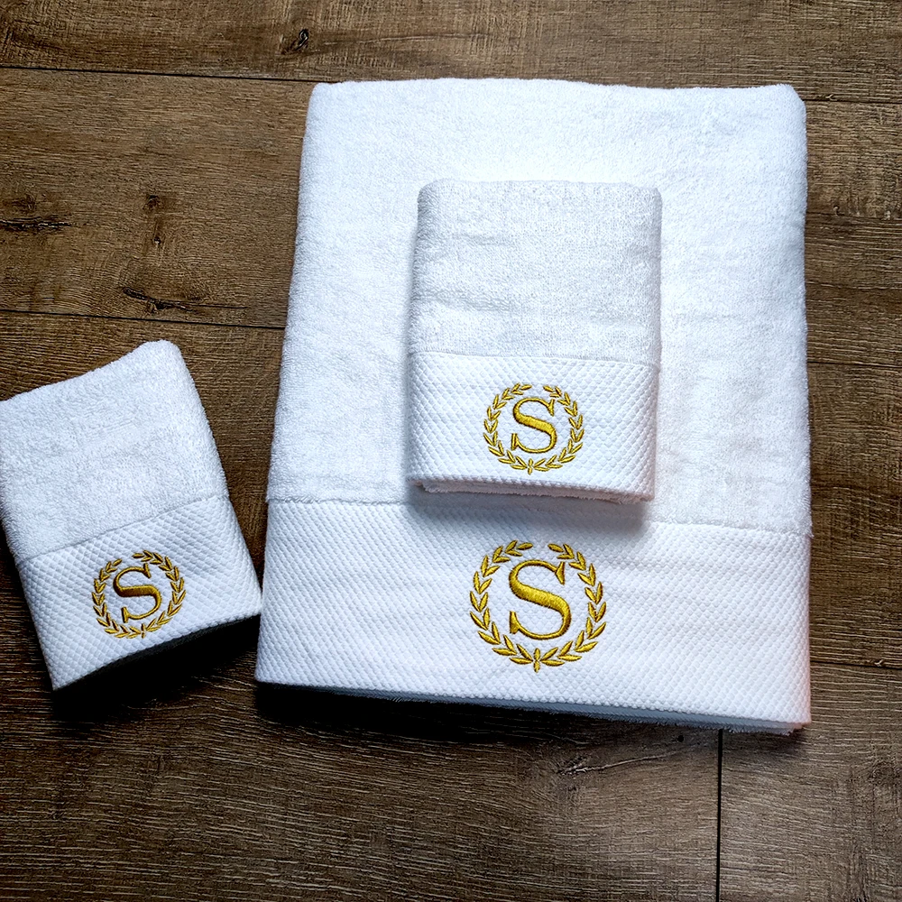 Towel Cotton Embroidery | Large White Bath Towels | Towel Embroidery Custom  - White - Aliexpress