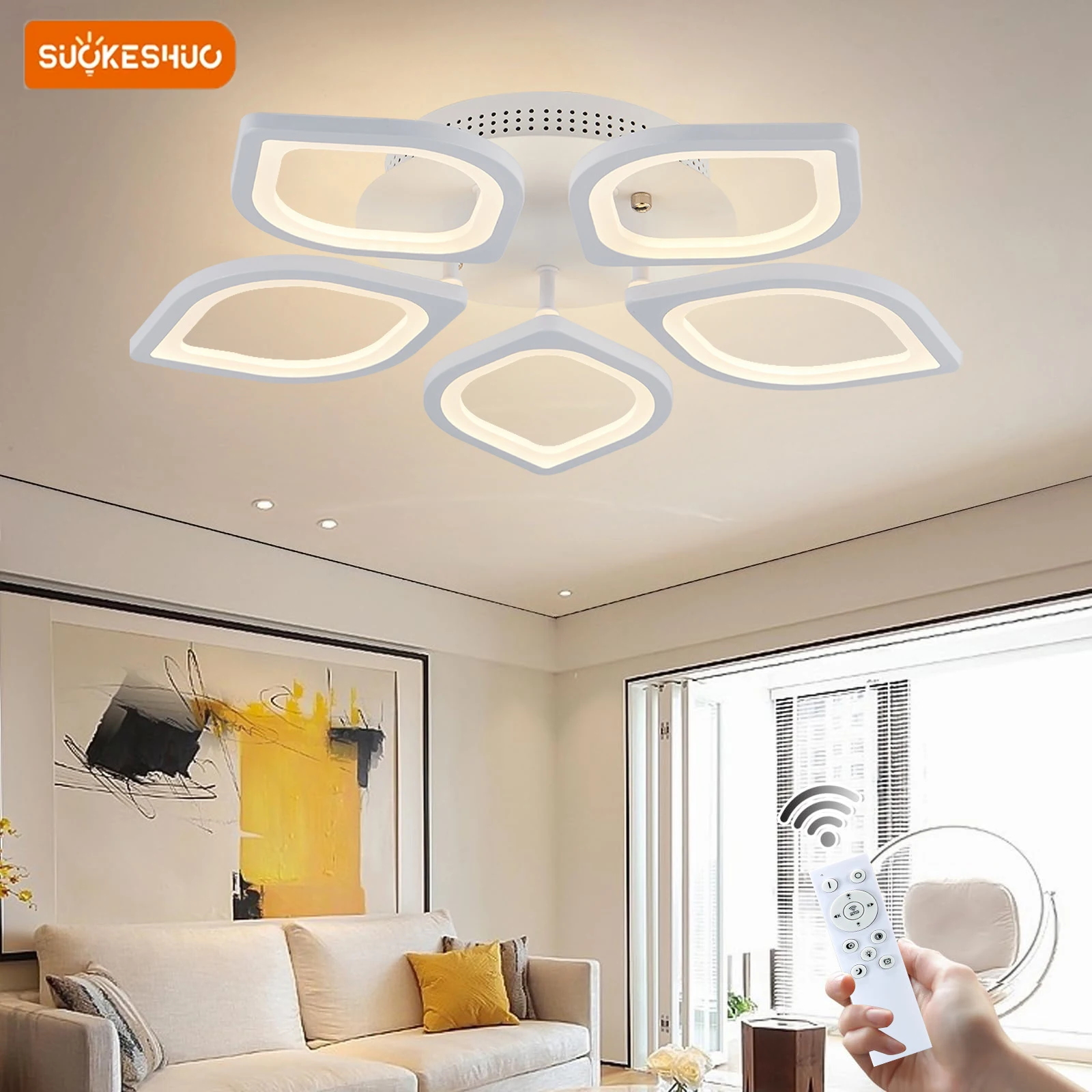

SUOKESHUC Modern Minimalist Living Room LED Ceiling Lamp Remote Control For Home Use Grand Hall Bedroom Study Lighting Fixtures