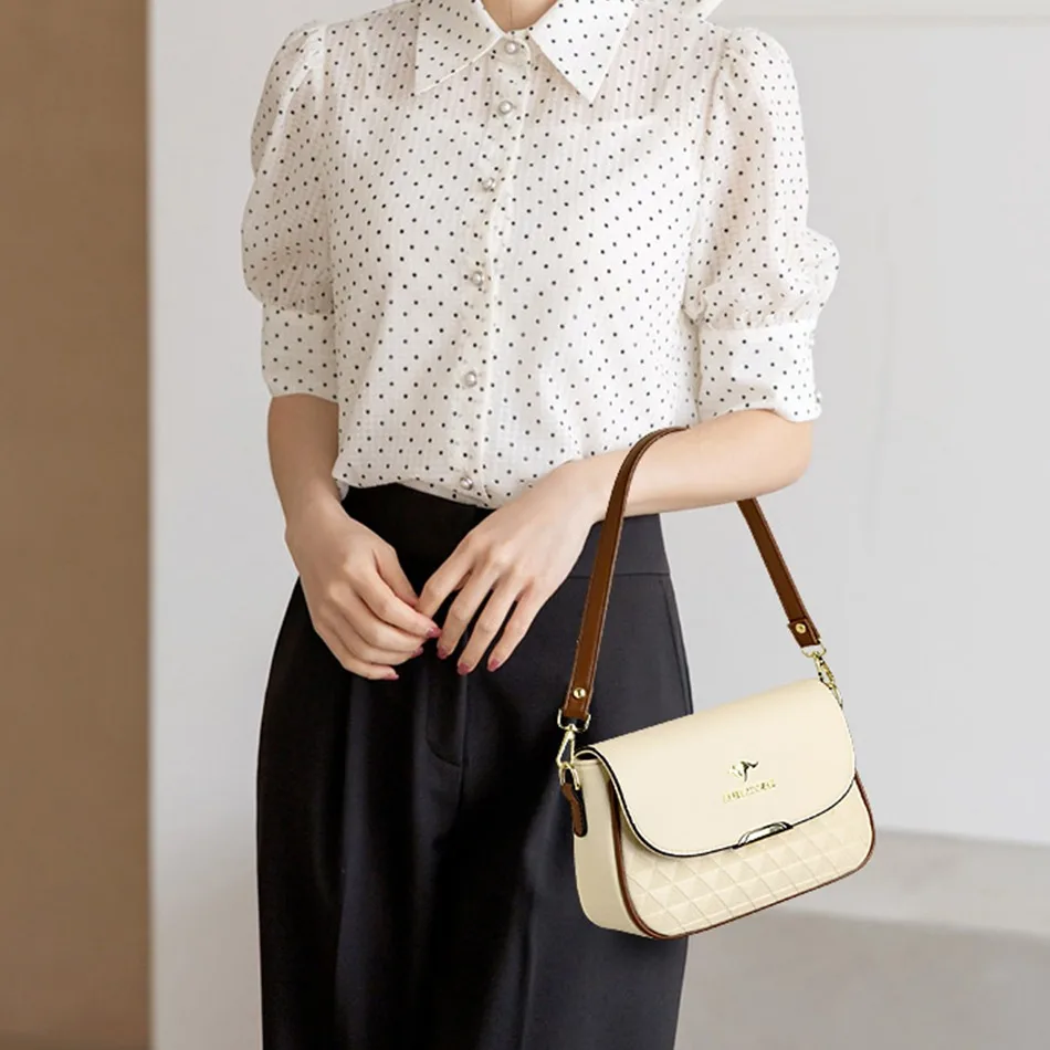 حقيبة يد نسائية أصلية تحمل علامة تجارية، بتصميم كر...