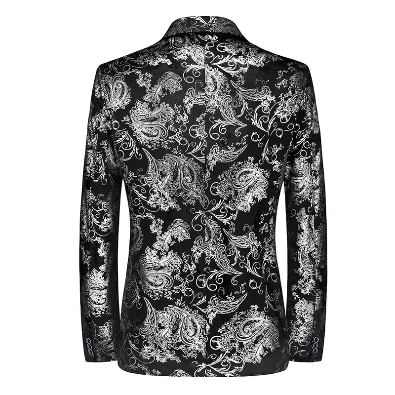 Blazer New Men's Fashion Business Gentleman Slim Print British Style Outdoor Performance Trend Wedding Banquet Casual Blazer 2