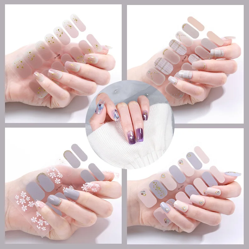 

New Oil Film Nail Stickers 3D Drill Imitation Drill Paste Small Fresh Manicure Decals Material Press on Nails Stickers Designer