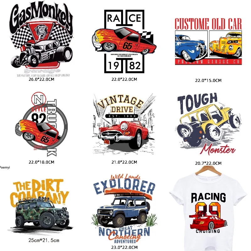 Vantage Fashion Car Patches on Clothes Ironon Transfers for Clothing