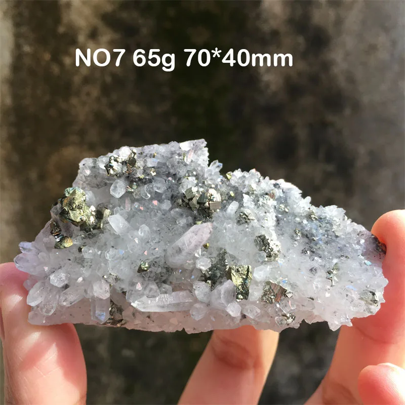 100% Natural Crystal Quartz With Pyrite Or Chalcopyrite Symbiotic Specimen Cluster Home Decor Meditation Energy Healing Stone 5