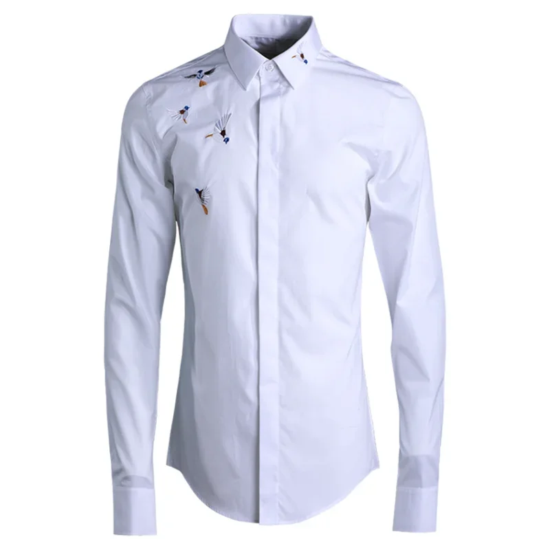 

New arrival high quality cotton long sleeve Classic Hand-painted Original Kingfisher Figure Men Fashion Casual Shirts size M-4XL