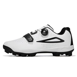 Premium Leather Baseball Softball Cleats - Anti - Slip Sole for Turf and Grass, Unisex Design (White)