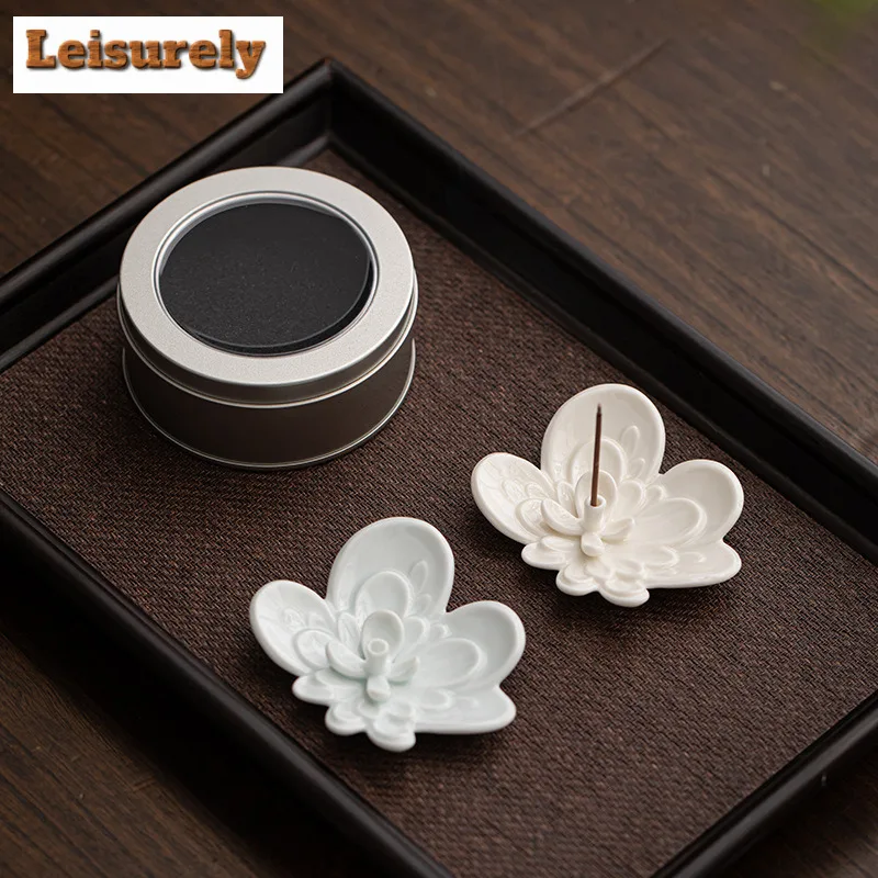 Orchid Petal Small Incense Sticks Holder Incense Smoke Waterfall Incense Burners Mini Meditation Censer Tea Ceremony Decoration