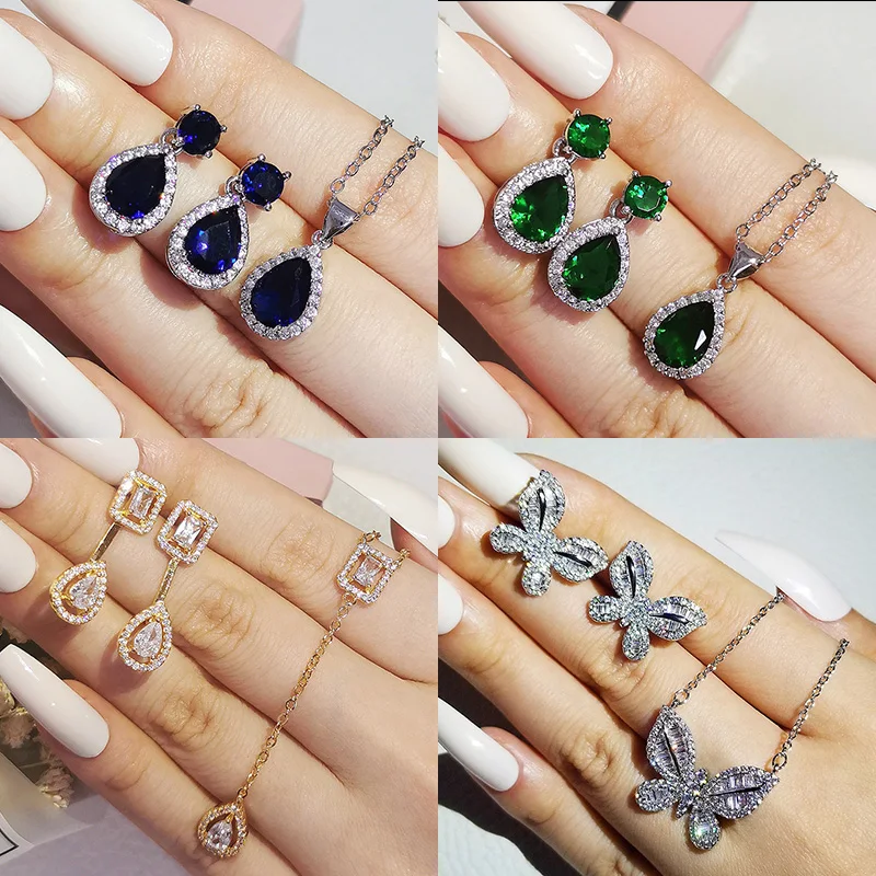 2pcs Pack Butterfly silver bride Dubai Wedding Women Lady Anniversary Gift Jewelry jewelry set silver jewelry silver jewelry set
