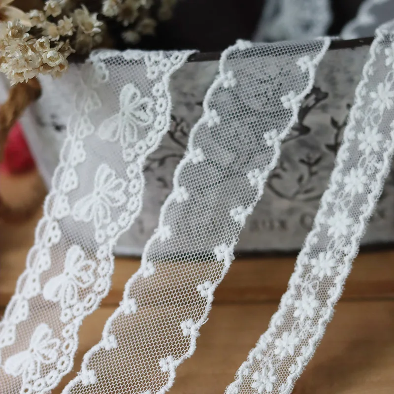 1 Yard Luxury Tulle Embroidered Cotton Guipure Lace Trim for