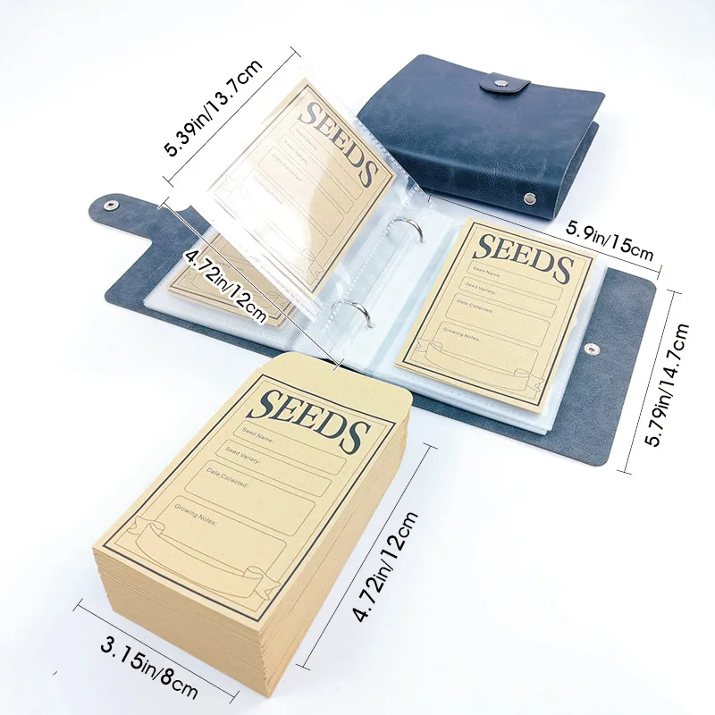 Enhanced Product Title: Luxury PU Leather Seed Storage Binder with 50 Pockets - Premium Loose Leaf Organizer