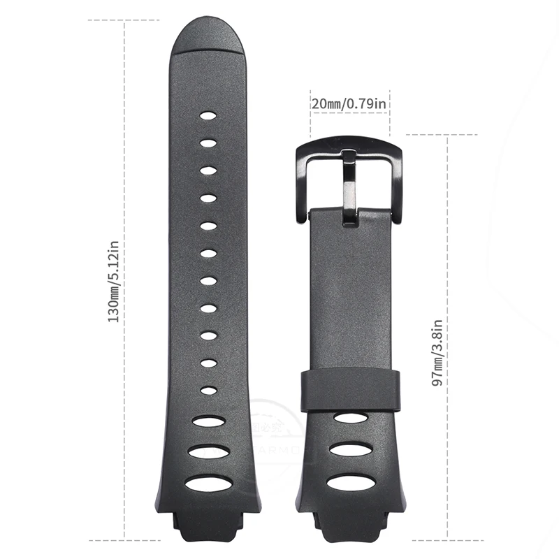 Rubber Replacement Watch Band Strap with Stainless Steel Buckle