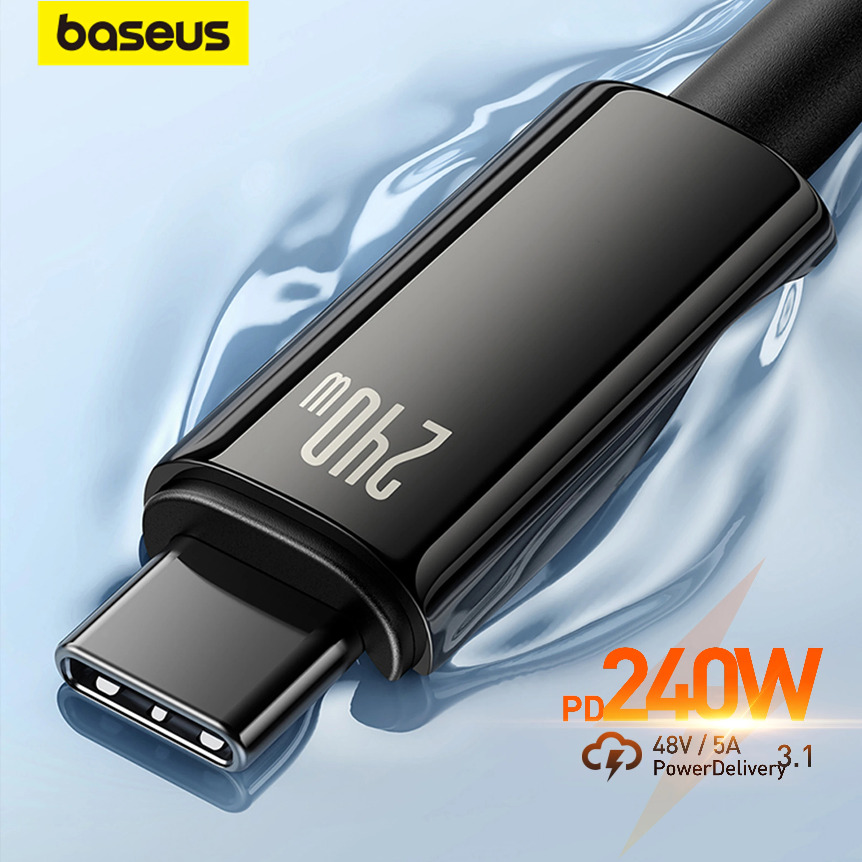 Baseus 240W USB Type C Cable for Realme Samsung S23 Huawei PD3.1 Supercharge 5A Fast Charger Type C to Type Cable for Macbook PC