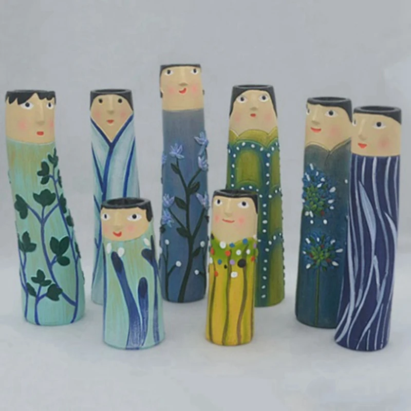 Bohemian Family Face Vase Handmade Resin Dried Flowers Home Decor Vase Crafts Bathroom Bookshelf Living Room Decoration 3