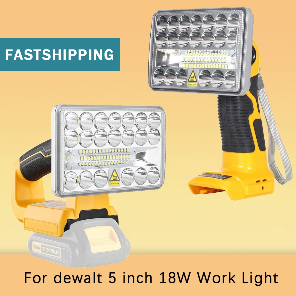 

DCB200 Lamp Work Light tool light Spotlight outdoor light Led light For DEWALT 18W 5 inch 14.4V-20V lithium ion battery DCB182