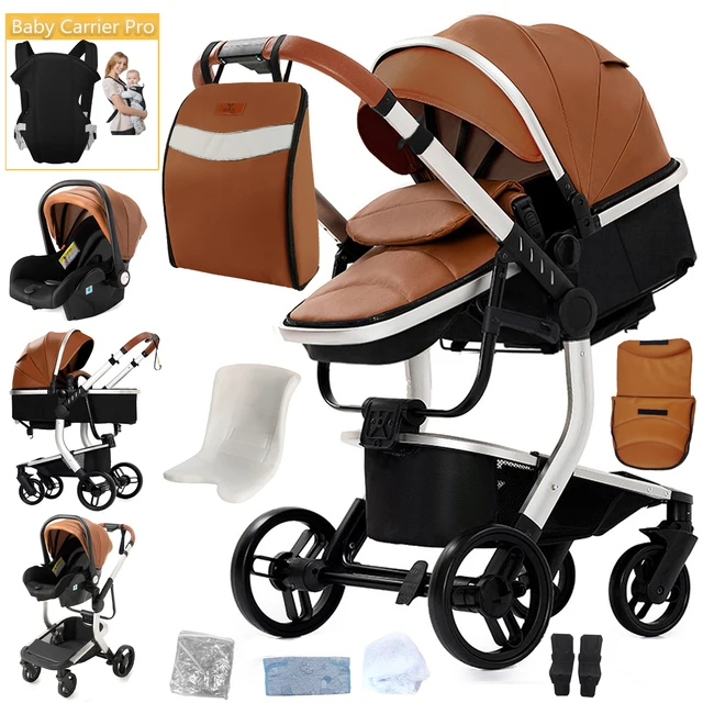 Poussette bébé 3 en 1, landau léger et pliable, poussette haute avec siège réversible, poussette compacte facile à plier 1