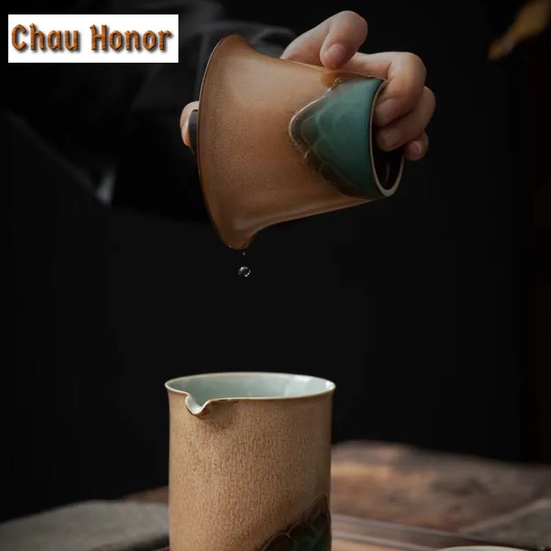 130ml Retro Distant Hills Coarse Pottery Gaiwan Japanese Tea Tureen Tea Bowl with Lid Kit Tea Maker Cover Bowl Teaset Ornaments