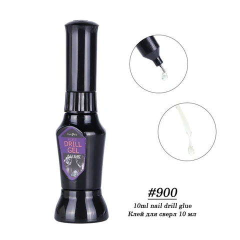 Nail Glue For Rhinestone Decorations Adhesive Gel Acrylic Dual Use Brush Needle No Wipe Top Coat UV/LED Nails Tools LY953-1