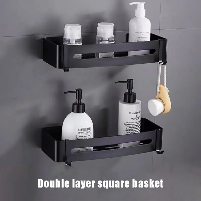 1pc Punch-free Aluminum Alloy Shower Storage Rack, Triangle Bathroom Corner  Shelf, Wall-mounted Storage For Toiletries And Wash Supplies