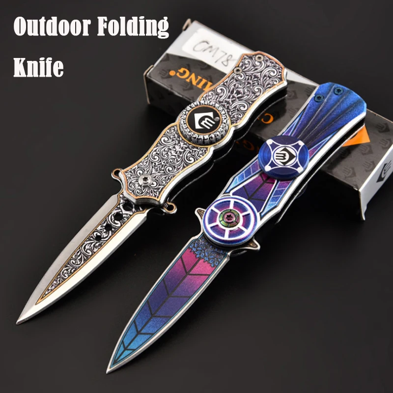 

Outdoor Survival Pocket Knife Self Defense Cutter Fingertip Gyro Folding Knife Field Military Tactical Hunting Knives