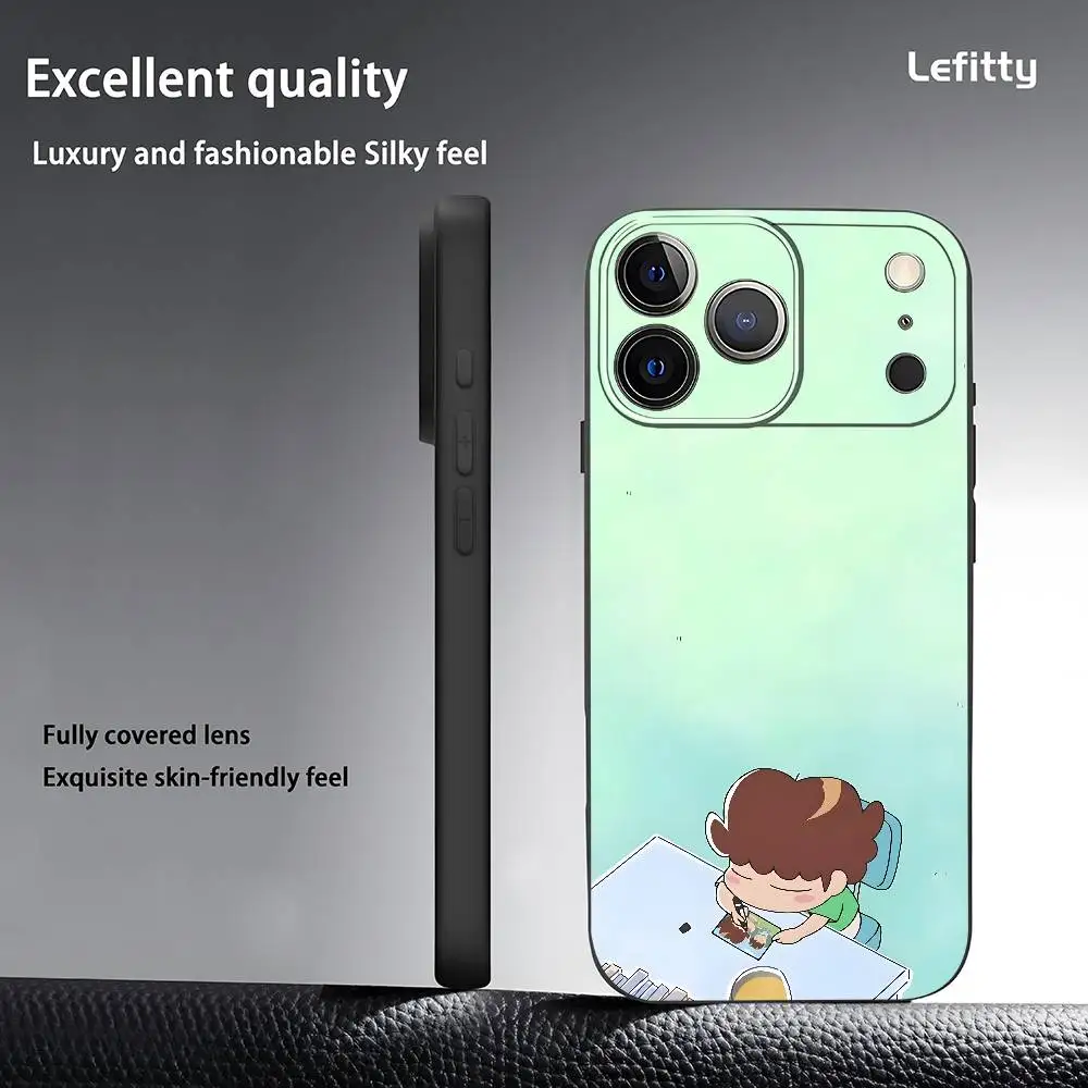 Adorable Anime-Inspired Black Frosted Soft Phone Case