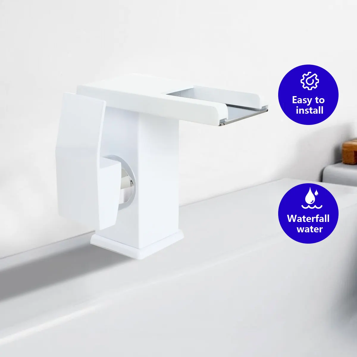 LED Matte Bathroom Sink Waterfall Faucet Three Colors Change with Temperature Hot and Cold Water Mixer Taps Water Inlet Pipe