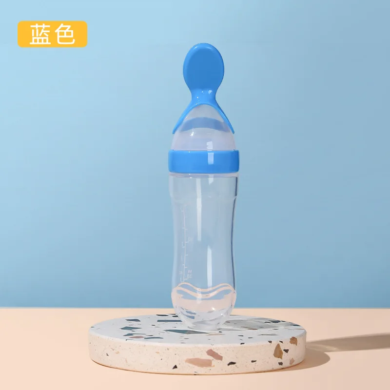 Biberon Cuillère Bébé 90 Ml - Silicone Alimentaire + PP - Pour Céréales, Purée, Lait - Léger, Lavable, Doux Pour Les Gencives