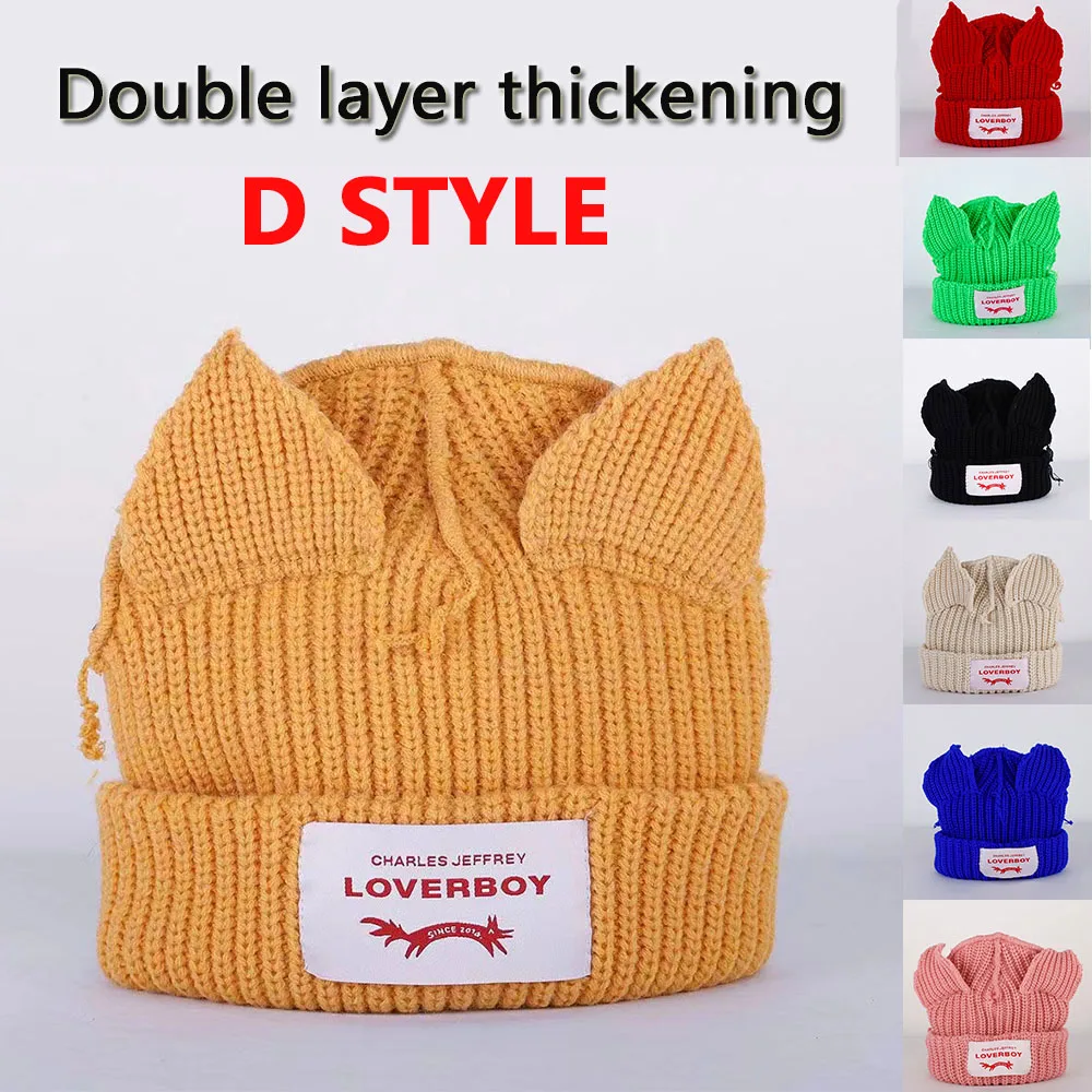Winter Skullies Cute Women Long ears fox Hat Crochet Knitted Hat Costume Beanie Hats Women christmas Gift Hip-hop Cap knitted hat knitted cap knitted beanie cotton beanie skullies beanies fashion beanies winter hat embroidered beanies