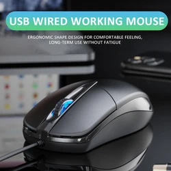 1pc silencioso usb com fio rato de trabalho 1200dpi desktop ratos 3 botões negócios matte luminoso ratos para notebook escritório preto mouse