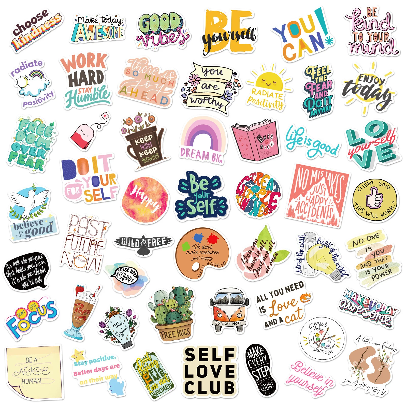 Inspirational & Motivational Sticker Pack – 50-Piece Set for Water Bottles, Laptops, and More