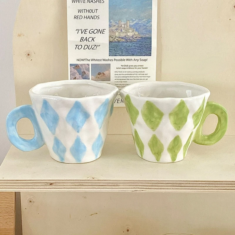 

Ceramic Mug for Coffee Cup Ceramic High Temperature Resistant Lingge Ceramic Cup Small Fresh Hand Painting