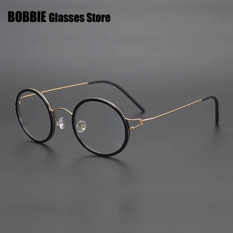 Sleek Ultralight Titanium Round Eyeglasses - Danish Handmade Design