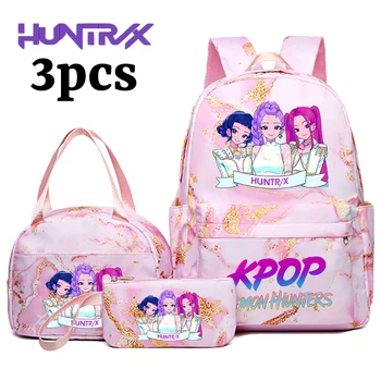 3 pezzi K-pop Demon Hunters Zaino Borsa per il pranzo Astuccio Set Studenti Anime Moda Zaino Portapenne Bento Pouch Suit Regali 1