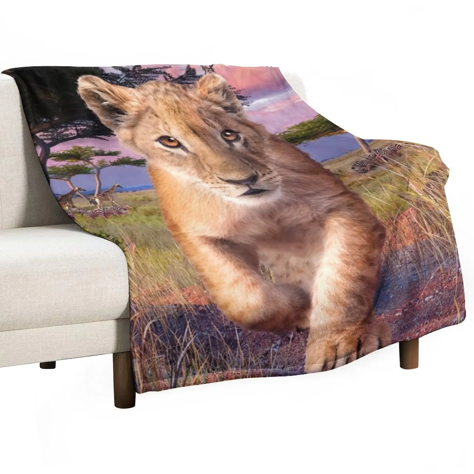 

lion cub Throw Blanket Blanket For Baby anime For Sofa Personalized Gift