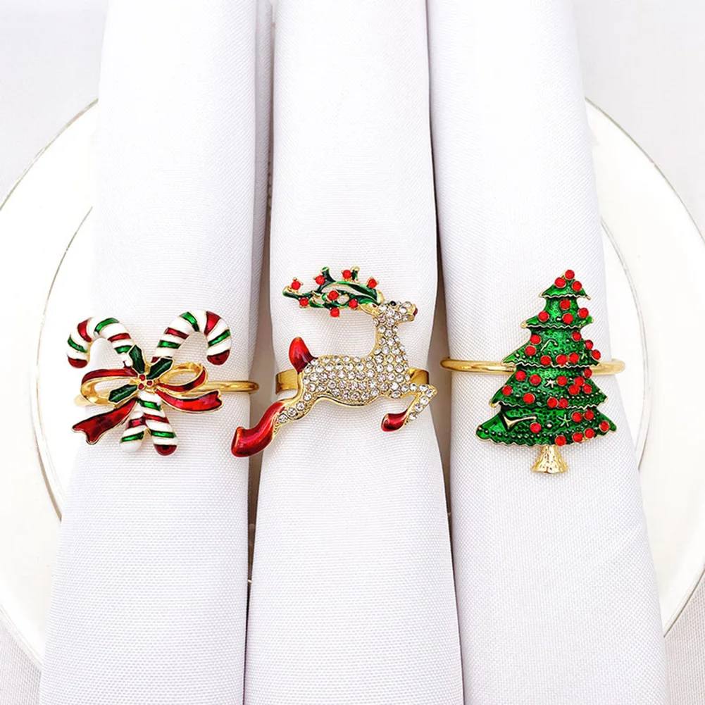 

Christmas Napkin Rings Bell Reindeer Xmas Tree For Christmas Wedding Thanksgiving Home Kitchen Dinner Table Decorations 1Pc