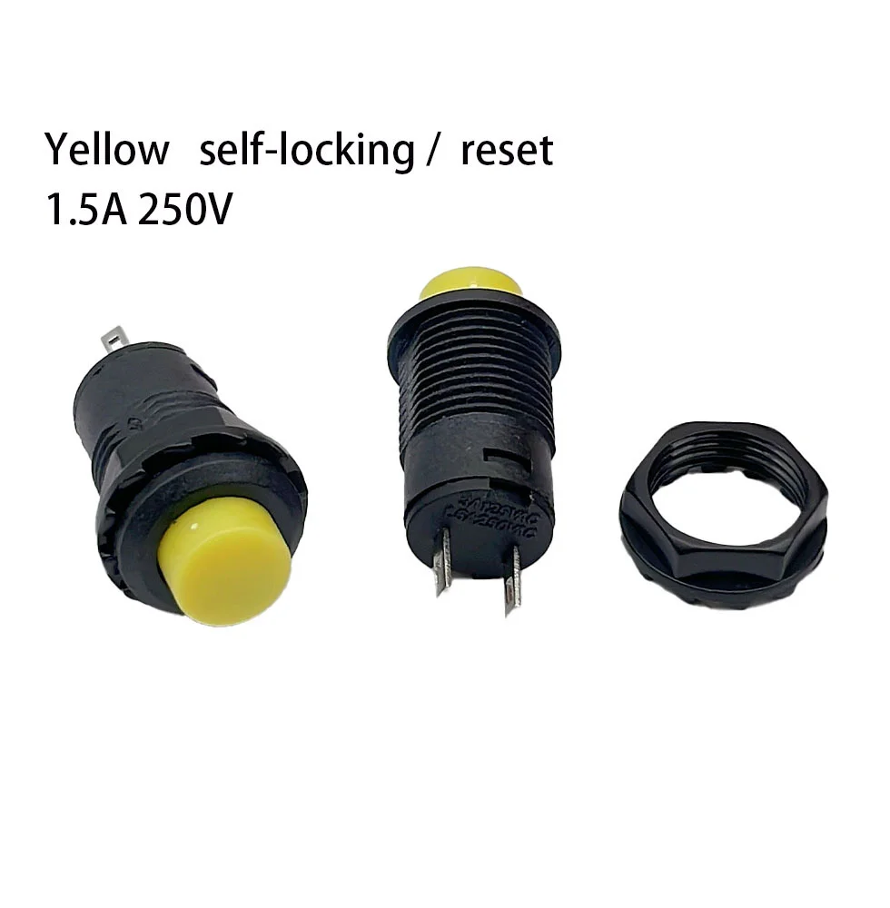 1Pcs Self locking button DS-228 DS228 12mm  Lock Latching OFF- ON Push Button Switch maintained pushbutton switches