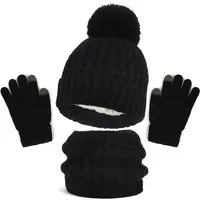 Children's Winter Hat Scarf and Gloves Luxury Set Knitted Wool Kids Warm Suit Beanie Caps For Boys Girls Hat Neck Scarf Baby Cap 6