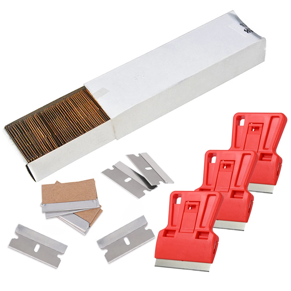 EHDIS Carbon Steel Blade Razor Scraper Cleaning Tools Window Film Glue Car Sticker Remover Ceramic Kitchen Oven Squeegee Knife