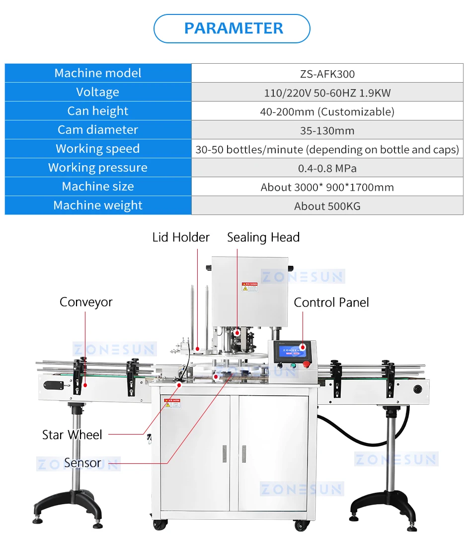 ZONESUN ZS-AFK300 Automatic Can Sealing Machine